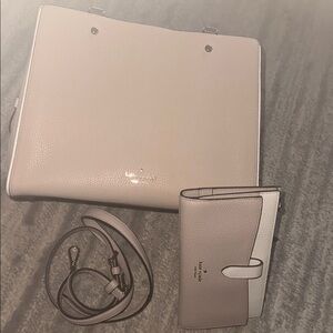 Kate Spade Taupe and Cream Satchel Set